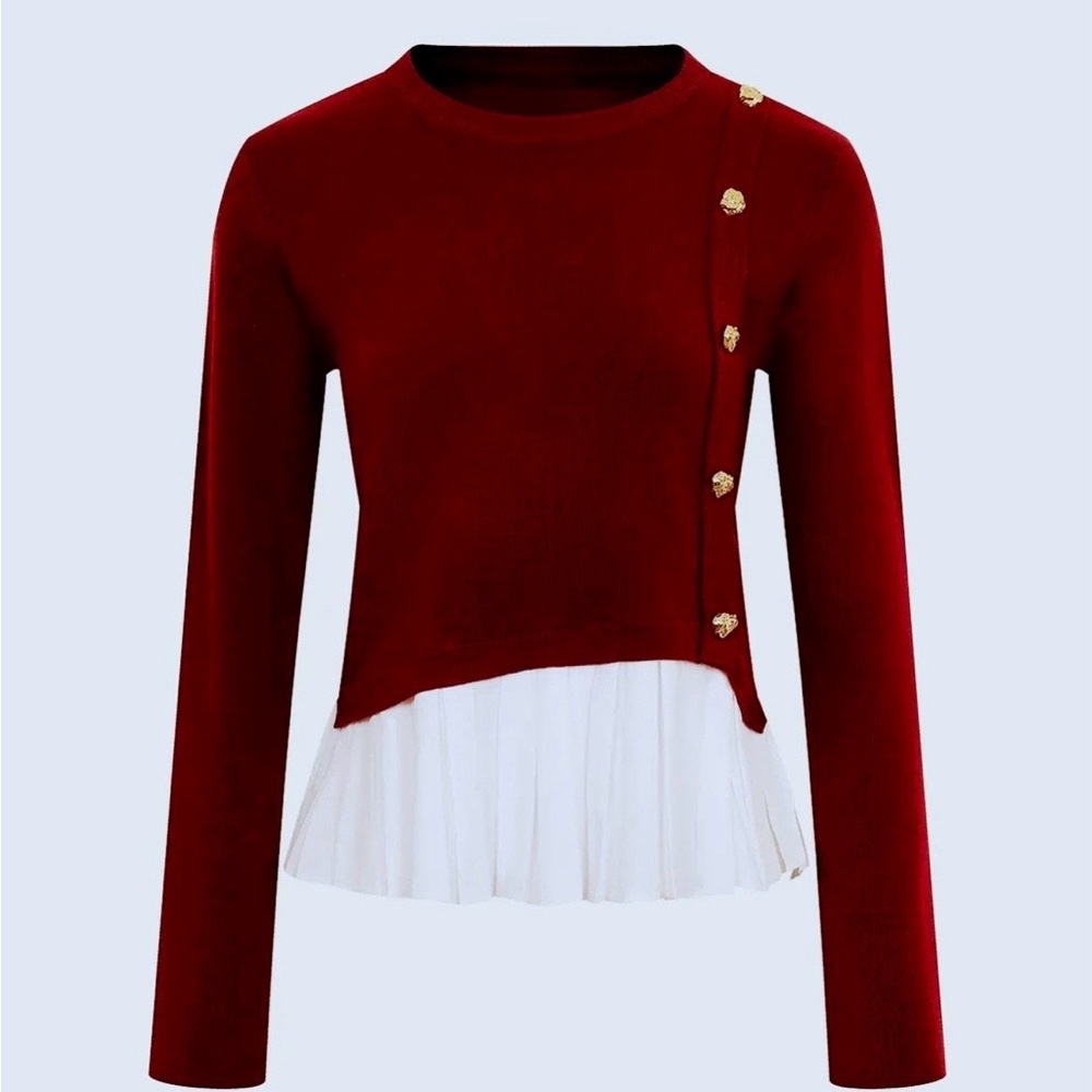 Chic Burgundy Button-Detail Blouse